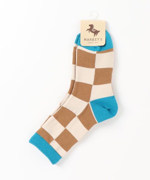 MARKEY'S（マーキーズ）の「チェッカーフラッグソックス(kids/19-22cm)（ソックス/靴下・キッズ・グリーン/チャコール/ベージュ・M/L）」の7枚目の写真