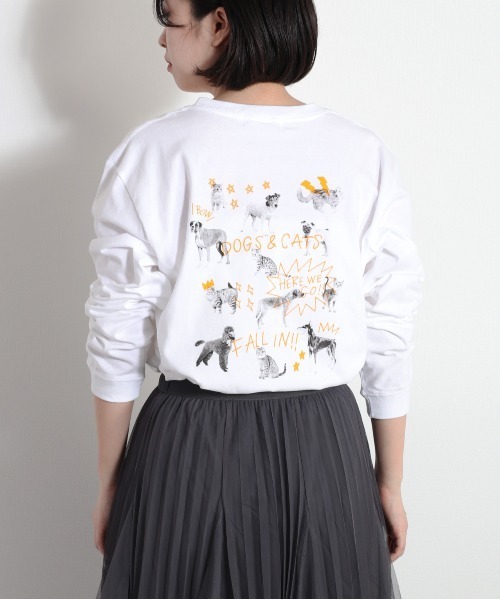 cepo（セポ）の「CATS＆DOGSプリントアソート ロンＴｅｅ（Tシャツ/カットソー・レディース・ホワイト系1/ホワイト系2/ホワイト系3・M）」の5枚目の写真