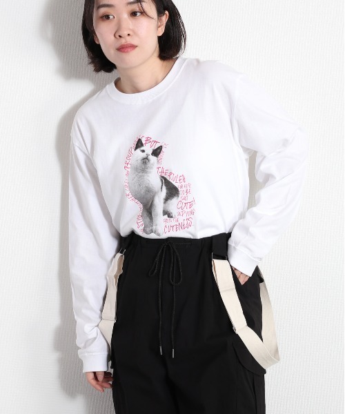 cepo（セポ）の「CATS＆DOGSプリントアソート ロンＴｅｅ（Tシャツ/カットソー・レディース・ホワイト系1/ホワイト系2/ホワイト系3・M）」の6枚目の写真