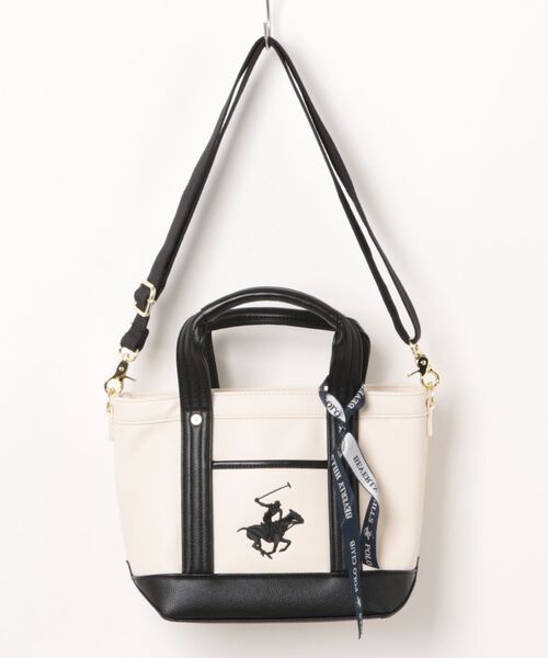 BEVERLY HILLS POLO CLUB（ビバリーヒルズポロクラブ）の「【BEVERLY HILLS POLO CLUB】ポロPUトートバッグSS ショルダーバッグ BH2006N（ショルダーバッグ・レディース・ホワイト/ブラック/グレー/マスタード/ホワイト×ネイビー/グレイッシュベージュ/ブラック系その他2/ブラウン/ピンク/ブルー/ホワイト×ブラック/アイボリー・FREE）」の4枚目の写真