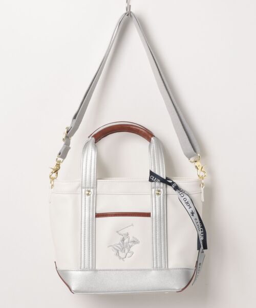 BEVERLY HILLS POLO CLUB（ビバリーヒルズポロクラブ）の「【BEVERLY HILLS POLO CLUB】ポロPUトートバッグSS ショルダーバッグ BH2006N（ショルダーバッグ・レディース・ホワイト/ブラック/グレー/マスタード/ホワイト×ネイビー/グレイッシュベージュ/ブラック系その他2/ブラウン/ピンク/ブルー/ホワイト×ブラック/アイボリー・FREE）」の3枚目の写真