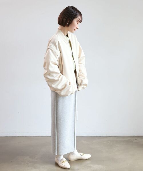 RETRO GIRL（レトロガール）の「2way袖シャーリングMA-1（MA-1・レディース・ブラック/ライトグリーン/ナチュラル・FREE）」の5枚目の写真