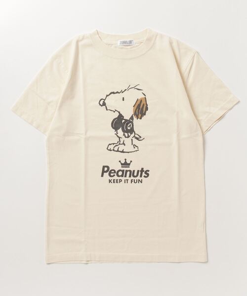 PEANUTS（ピーナッツ）の「PEANUTS ヘッドフォン ｽﾇｰﾋﾟｰ/ｱﾝﾃﾞｨ/ﾙｰｼｰ/ﾗｲﾅｽ/ｻﾘｰ/ｼｭﾛｰﾀﾞｰ/ﾋﾞｯｸﾞﾍﾞﾝ/ｵﾗﾌ ﾋﾟｸﾞﾒﾝﾄ加工 半袖Tシャツ（Tシャツ/カットソー・レディース・カーキ系4/ネイビー系3/ネイビー系1/カーキ系3/カーキ系/カーキ/ネイビー/カーキ系2/ネイビー系2/カーキ系1/ネイビー系4/カーキ系5/ネイビー系/ネイビー系5/ホワイト/ホワイト系5/ホワイト系/ホワイト系1/ホワイト系2/ホワイト系3/ホワイト系4/サックスブルー系/サックスブルー系3/サックスブルー系2/サックスブルー/オレンジ系/オレンジ系5/オレンジ系3/オレンジ系4/サックスブルー系4/オレンジ/サックスブルー系5/サックスブルー系1/オレンジ系1/オレンジ系2/アイボリー系/アイボリー/アイボリー系3/アイボリー系1/アイボリー系4/アイボリー系2/アイボリー系5・M/L/3L/LL/4L/S）」の3枚目の写真