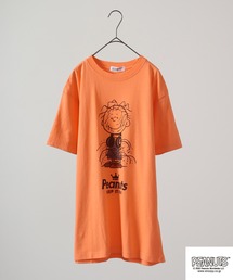 PEANUTS ヘッドフォン スヌーピー/アンディ/ルーシー/ライナス/サリー/シュローダー/ビッグベン/オラフ ピグメント加工 半袖Tシャツ