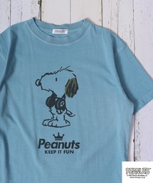 PEANUTS ヘッドフォン スヌーピー/アンディ/ルーシー/ライナス/サリー/シュローダー/ビッグベン/オラフ ピグメント加工 半袖Tシャツ