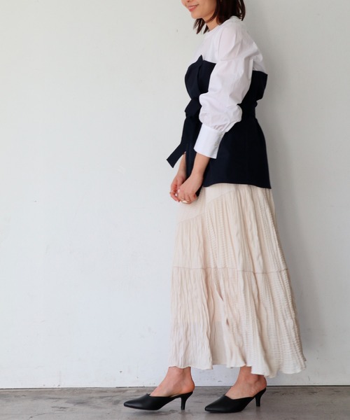 Brownie(ブラウニー)の「Brownie ビスチェドッキングブラウス(シャツ/ブラウス・レディース・ベージュ/ネイビー/カーキ・FREE)」の5枚目の写真