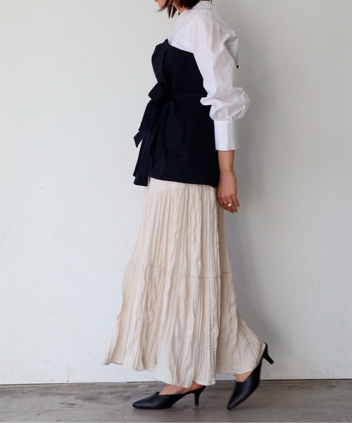 Brownie(ブラウニー)の「Brownie ビスチェドッキングブラウス(シャツ/ブラウス・レディース・ベージュ/ネイビー/カーキ・FREE)」の6枚目の写真