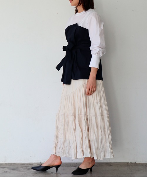 Brownie(ブラウニー)の「Brownie ビスチェドッキングブラウス(シャツ/ブラウス・レディース・ベージュ/ネイビー/カーキ・FREE)」の7枚目の写真