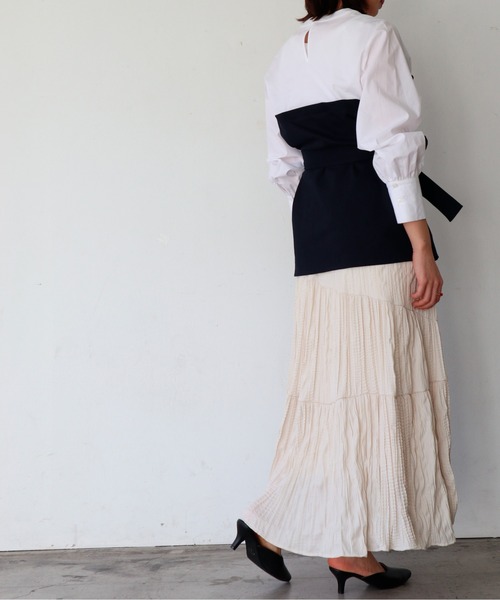 Brownie(ブラウニー)の「Brownie ビスチェドッキングブラウス(シャツ/ブラウス・レディース・ベージュ/ネイビー/カーキ・FREE)」の12枚目の写真