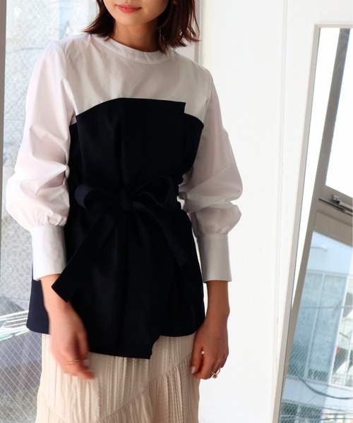 Brownie(ブラウニー)の「Brownie ビスチェドッキングブラウス(シャツ/ブラウス・レディース・ベージュ/ネイビー/カーキ・FREE)」の14枚目の写真