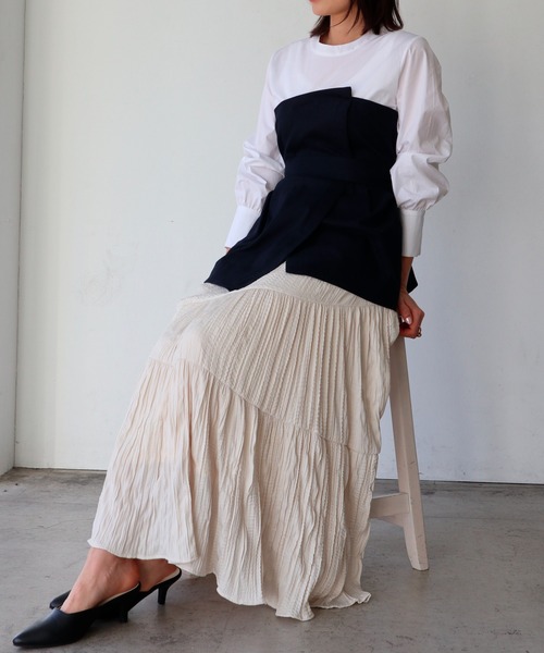 Brownie(ブラウニー)の「Brownie ビスチェドッキングブラウス(シャツ/ブラウス・レディース・ベージュ/ネイビー/カーキ・FREE)」の22枚目の写真