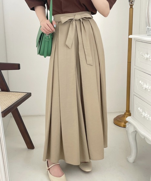 ECLIN（エクラン）の「ウエストリボンワイドシルエットスカパン（その他パンツ・レディース・ブラック/ベージュ/カーキ・S/M）」の8枚目の写真