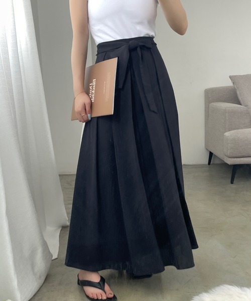 ECLIN（エクラン）の「ウエストリボンワイドシルエットスカパン（その他パンツ・レディース・ブラック/ベージュ/カーキ・S/M）」の10枚目の写真