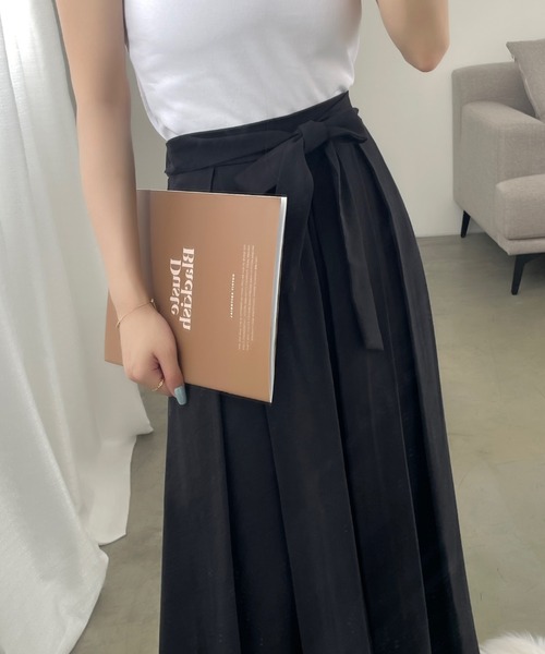 ECLIN（エクラン）の「ウエストリボンワイドシルエットスカパン（その他パンツ・レディース・ブラック/ベージュ/カーキ・S/M）」の16枚目の写真