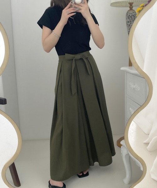 ECLIN（エクラン）の「ウエストリボンワイドシルエットスカパン（その他パンツ・レディース・ブラック/ベージュ/カーキ・S/M）」の11枚目の写真