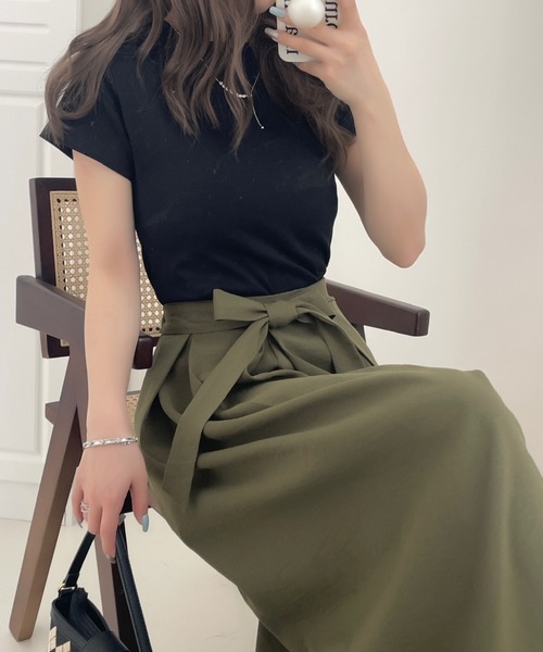 ECLIN（エクラン）の「ウエストリボンワイドシルエットスカパン（その他パンツ・レディース・ブラック/ベージュ/カーキ・S/M）」の17枚目の写真