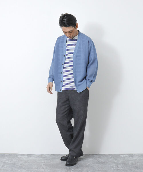 NOLLEY'S goodman（ノーリーズグッドマン）の「【WORK ABOUT/ワークアバウト】SHEER CARDIGAN Vネックシアーカーディガン（カーディガン/ボレロ・メンズ・ベージュ/サックスブルー/ライトグリーン/ダークネイビー・M/L）」の10枚目の写真