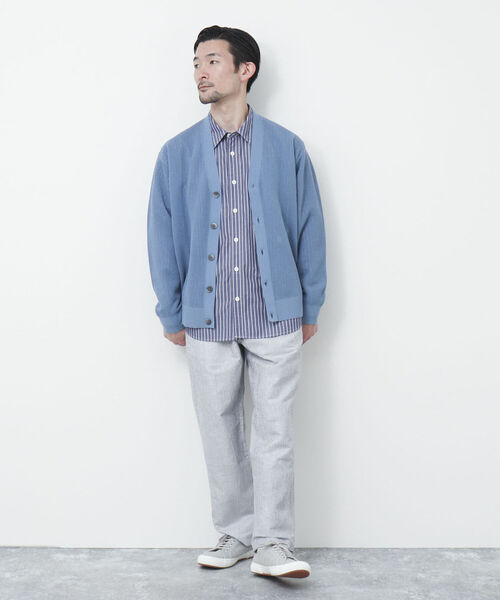 NOLLEY'S goodman（ノーリーズグッドマン）の「【WORK ABOUT/ワークアバウト】SHEER CARDIGAN Vネックシアーカーディガン（カーディガン/ボレロ・メンズ・ベージュ/サックスブルー/ライトグリーン/ダークネイビー・M/L）」の11枚目の写真