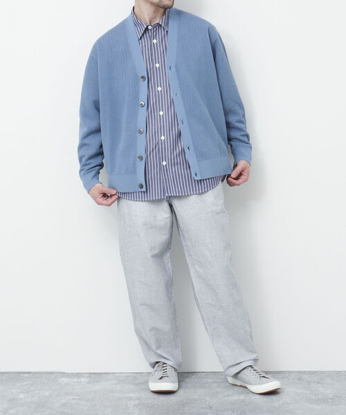 NOLLEY'S goodman（ノーリーズグッドマン）の「【WORK ABOUT/ワークアバウト】SHEER CARDIGAN Vネックシアーカーディガン（カーディガン/ボレロ・メンズ・ベージュ/サックスブルー/ライトグリーン/ダークネイビー・M/L）」の12枚目の写真