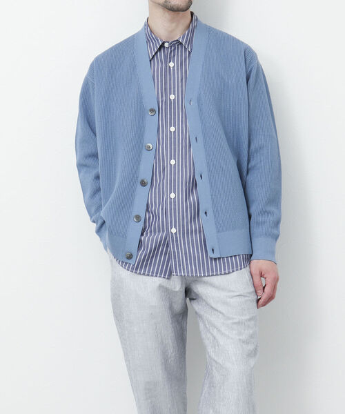 NOLLEY'S goodman（ノーリーズグッドマン）の「【WORK ABOUT/ワークアバウト】SHEER CARDIGAN Vネックシアーカーディガン（カーディガン/ボレロ・メンズ・ベージュ/サックスブルー/ライトグリーン/ダークネイビー・M/L）」の13枚目の写真
