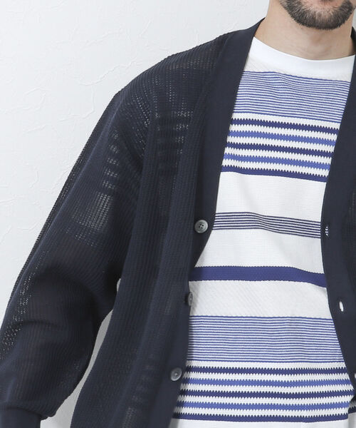 NOLLEY'S goodman（ノーリーズグッドマン）の「【WORK ABOUT/ワークアバウト】SHEER CARDIGAN Vネックシアーカーディガン（カーディガン/ボレロ・メンズ・ベージュ/サックスブルー/ライトグリーン/ダークネイビー・M/L）」の16枚目の写真