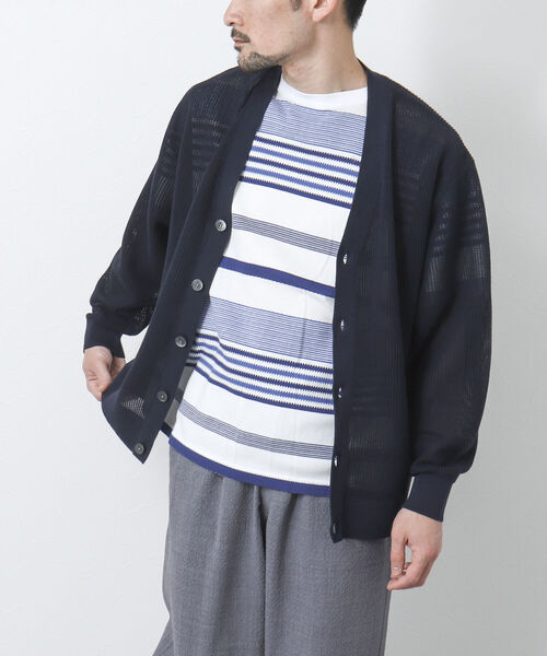 NOLLEY'S goodman（ノーリーズグッドマン）の「【WORK ABOUT/ワークアバウト】SHEER CARDIGAN Vネックシアーカーディガン（カーディガン/ボレロ・メンズ・ベージュ/サックスブルー/ライトグリーン/ダークネイビー・M/L）」の17枚目の写真