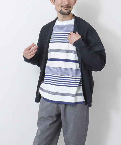 NOLLEY'S goodman（ノーリーズグッドマン）の「【WORK ABOUT/ワークアバウト】SHEER CARDIGAN Vネックシアーカーディガン（カーディガン/ボレロ・メンズ・ベージュ/サックスブルー/ライトグリーン/ダークネイビー・M/L）」の18枚目の写真