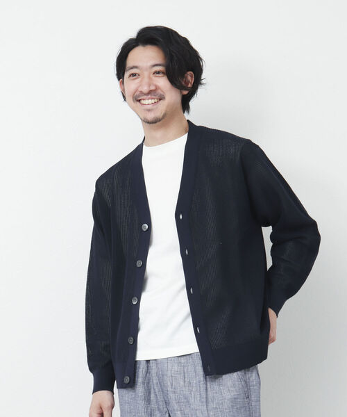 NOLLEY'S goodman（ノーリーズグッドマン）の「【WORK ABOUT/ワークアバウト】SHEER CARDIGAN Vネックシアーカーディガン（カーディガン/ボレロ・メンズ・ベージュ/サックスブルー/ライトグリーン/ダークネイビー・M/L）」の20枚目の写真