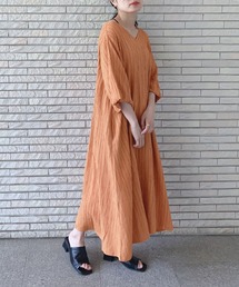 ○ゆったり楽ちん 結んでバックリボン ボリューム袖 バサリワンピース