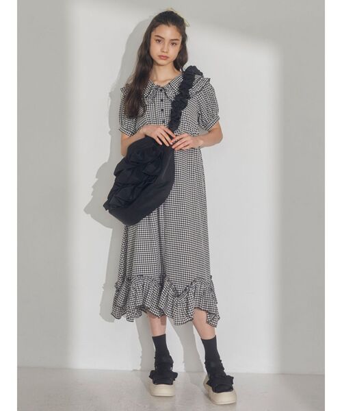 merry jenny(メリージェニー)の「フリルカラーギンガムワンピース(ワンピース・レディース・ブラック/ブルー/グリーン・FREE)」の9枚目の写真