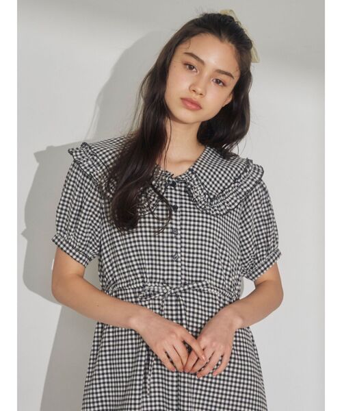 merry jenny(メリージェニー)の「フリルカラーギンガムワンピース(ワンピース・レディース・ブラック/ブルー/グリーン・FREE)」の5枚目の写真