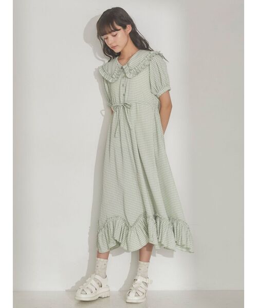 merry jenny(メリージェニー)の「フリルカラーギンガムワンピース(ワンピース・レディース・ブラック/ブルー/グリーン・FREE)」の15枚目の写真