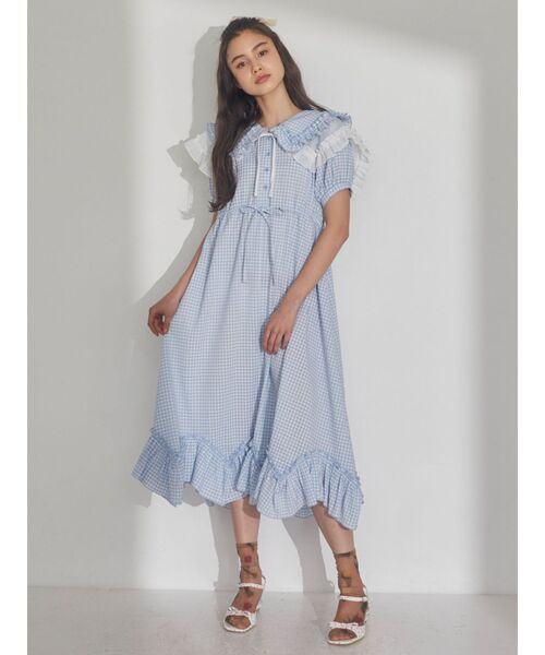 merry jenny(メリージェニー)の「フリルカラーギンガムワンピース(ワンピース・レディース・ブラック/ブルー/グリーン・FREE)」の19枚目の写真