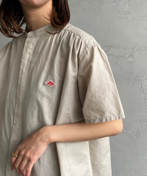 DANTON（ダントン）の「[DANTON/ダントン] ショートスリーブ バンドカラーシャツ（シャツ/ブラウス・レディース・ブルー/グレイッシュベージュ/ホワイト・38）」の12枚目の写真