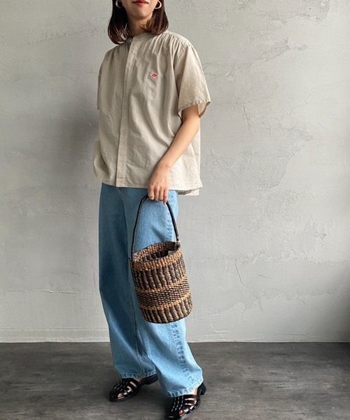 DANTON（ダントン）の「[DANTON/ダントン] ショートスリーブ バンドカラーシャツ（シャツ/ブラウス・レディース・ブルー/グレイッシュベージュ/ホワイト・38）」の9枚目の写真