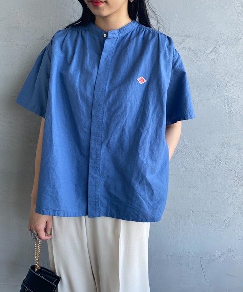 DANTON（ダントン）の「[DANTON/ダントン] ショートスリーブ バンドカラーシャツ（シャツ/ブラウス・レディース・ブルー/グレイッシュベージュ/ホワイト・38）」の14枚目の写真