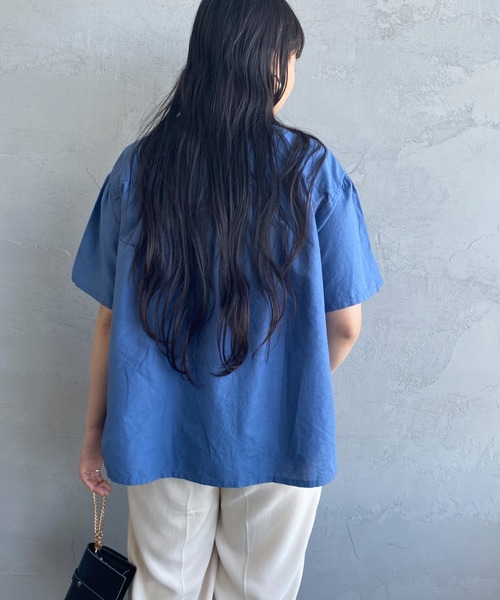 DANTON（ダントン）の「[DANTON/ダントン] ショートスリーブ バンドカラーシャツ（シャツ/ブラウス・レディース・ブルー/グレイッシュベージュ/ホワイト・38）」の16枚目の写真