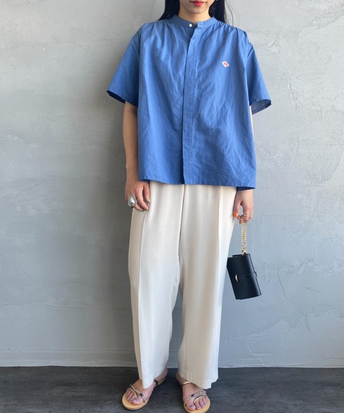 DANTON（ダントン）の「[DANTON/ダントン] ショートスリーブ バンドカラーシャツ（シャツ/ブラウス・レディース・ブルー/グレイッシュベージュ/ホワイト・38）」の5枚目の写真