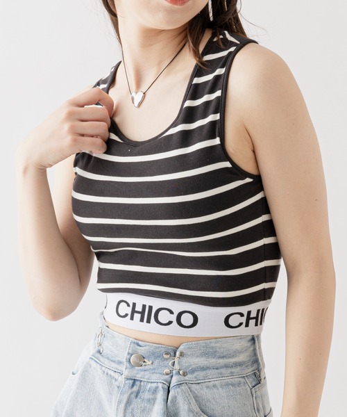 Chico（チコ）の「パット付裾ロゴタンク（タンクトップ・レディース・ブラック/ピンク/ブルー/アイボリー/ホワイト系その他2/ブラウン/イエロー/ブラック系その他2・FREE）」の5枚目の写真