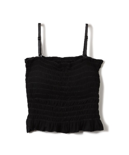 黒 シャーリングキャミソール セール】【1.5万枚突破！】コーデのアクセントに♪ カップ付き