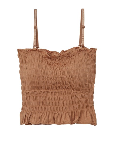 ad thie(アドティエ)の「【1.5万枚突破!】コーデのアクセントに♪ カップ付き シャーリング キャミソール(キャミソール・レディース・カーキ/ブラック/オフホワイト/グレー/ブラウン/レッド・FREE)」の16枚目の写真