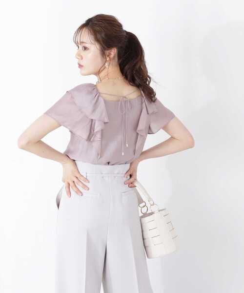 [プロポーションボディドレッシング] ブラウス ラッフルバックデザインブラウス レディース 121-3210600 ピンク ラッフルバックデザインブラウス／プロポーション ボディ