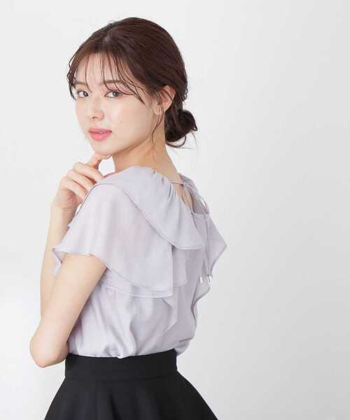 プロポーションボディドレッシング バックリボンラッフルジョーゼットブラウス PROPORTION BODY DRESSING（プロポーションボディドレッシング