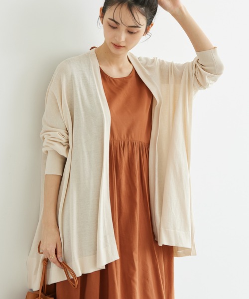 AMERICAN HOLIC（アメリカンホリック）の「UVカット　ハイゲージミディカーディガン（カーディガン/ボレロ・レディース・ライトグレー系2/アイボリー/モカ/ネイビー・FREE）」の2枚目の写真