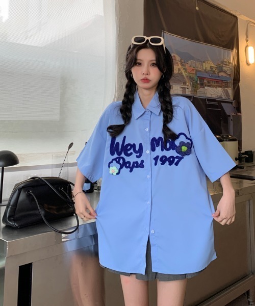 MGV（エムジーヴィー）の「センターロゴフラワーシャツ（シャツ/ブラウス・レディース・ホワイト/グリーン/パープル/ブルー・MEDIUM/X-LARGE/LARGE）」の19枚目の写真