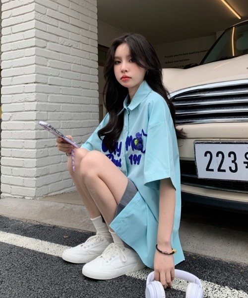 MGV（エムジーヴィー）の「センターロゴフラワーシャツ（シャツ/ブラウス・レディース・ホワイト/グリーン/パープル/ブルー・MEDIUM/X-LARGE/LARGE）」の18枚目の写真