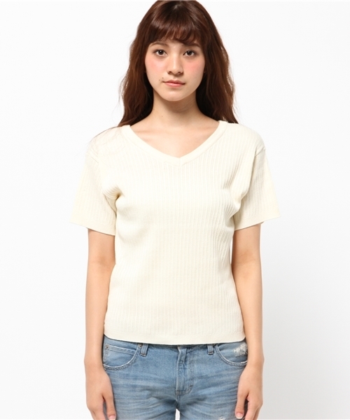 Kastane(カスタネ)の「【Kastane】変形リブスキッパープルオーバー(ニット/セーター・レディース・レッド/アイボリー・FREE)」の3枚目の写真