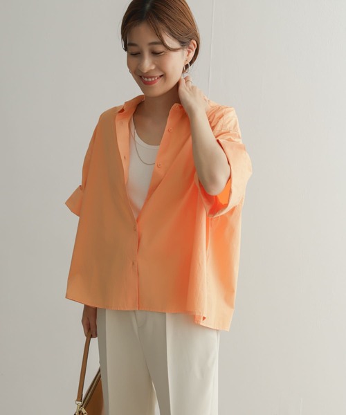 URBAN RESEARCH DOORS(アーバンリサーチドアーズ)の「アステックスコットンミディシャツ(シャツ/ブラウス・レディース・オレンジ/アイボリー・MEDIUM)」の4枚目の写真