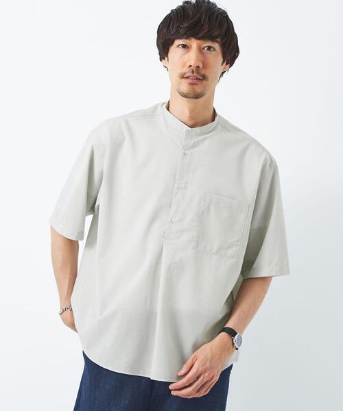 green label relaxing(グリーンレーベルリラクシング)の「TW ウォッシャブルトロ バンドカラー プルオーバー シャツ -ストレッチ・防シワ-(シャツ/ブラウス・メンズ・オレンジ/ロイヤルブルー/ライトグレー・L/M/S/XL)」の2枚目の写真