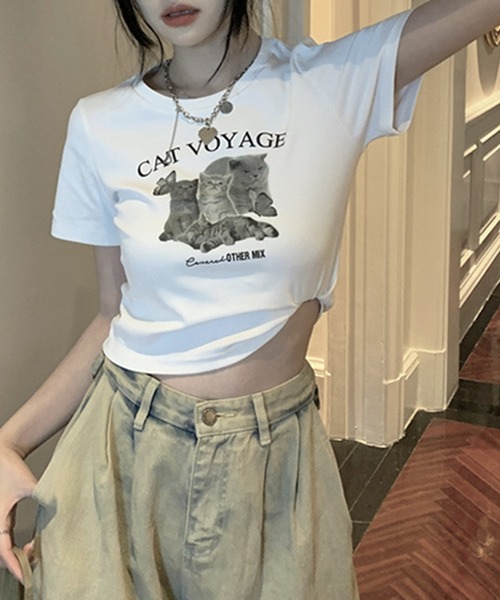 HALEY PESCA（ヘーリーペスカ）の「HALEY PESCA/ショート丈 アニマルプリントTシャツ（Tシャツ/カットソー・レディース・ホワイト/ブラック/グレー・SMALL/MEDIUM/LARGE）」の10枚目の写真